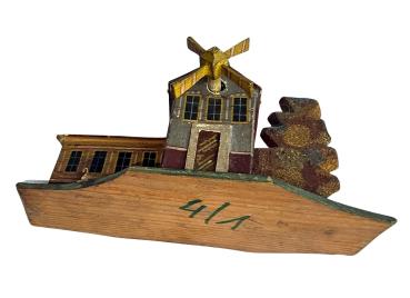 Antique Grulich nativity crib building, Watermill, around 1900