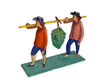 Antike Grulicher Krippenfigur / 2 Gabenbringer mit Trauben, um 1920 (10 cm)