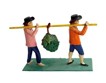 Antique grulich crib figurine, pair gift bringer with grapes, around 1920 (10 cm)