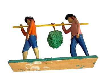 Antique grulich crib figurine, pair gift bringer with grapes, around 1920 (10 cm)