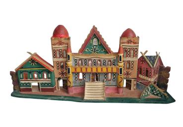 Antique Grulich nativity crib building, around 1900