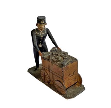 Antike Grulicher Krippenfigur / Bermann mit Erz, um 1900 (10 cm)