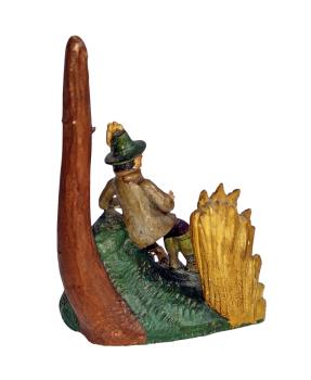 Antique crib figurine, Hunter with killed deer, around 1900 (10 cm)