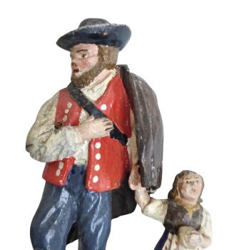 Preview: Antike Krippenfigur / Hirte mit Kind, um 1900  (10 cm)