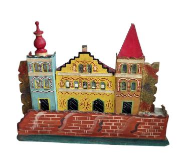 Antique Grulich nativity crib building, around 1900