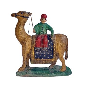 Antike Krippenfigur / Orientale mit Dromedar / Kamel um 1900