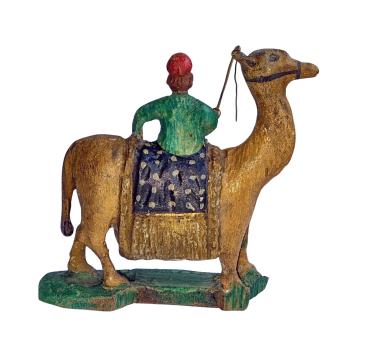 Antike Krippenfigur / Orientale mit Dromedar / Kamel um 1900