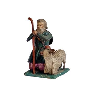 Antike Grulicher Krippenfigur / knieender Hirte, um 1900 (7 cm)