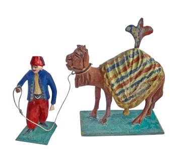 Antique grulich crib figurine, Turk with dromedar / Camel, around 1900 (7 cm)