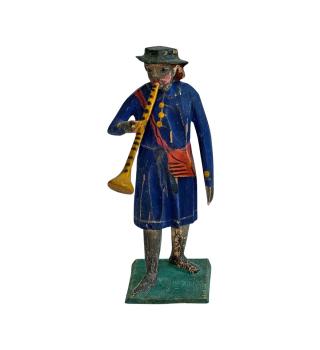 Antike Grulicher Krippenfigur / Hirte mit Flöte um 1900 (10 cm)