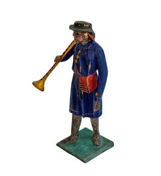 Antike Grulicher Krippenfigur / Hirte mit Flöte um 1900 (10 cm)