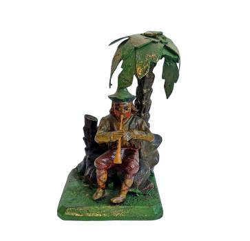 Antike Krippenfigur / Hirte unter Palme um 1900