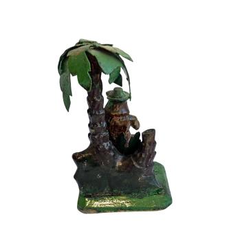 Antike Krippenfigur / Hirte unter Palme um 1900