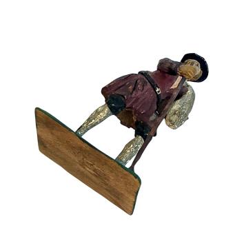 Antike Grulicher Krippenfigur / Hirte mit Sack um 1900 (7 cm)