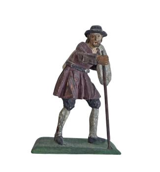 Antique crib figurine, Shepherd with sack, around 1900 (7 cm)