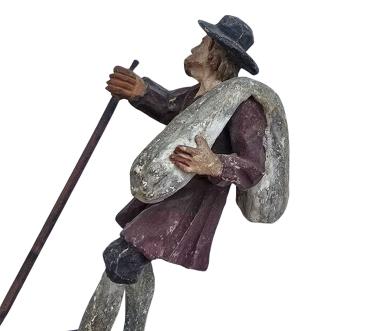 Preview: Antique crib figurine, Shepherd with sack, around 1900 (7 cm)
