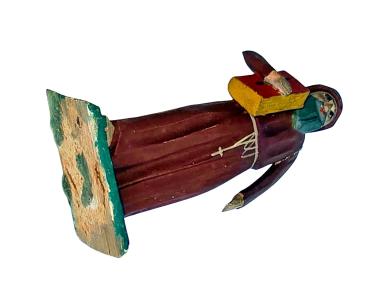 Antike Grulicher Krippenfigur / Mönch mit Gebetsbuch um 1900  (10 cm)