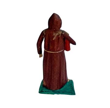 Antike Grulicher Krippenfigur / Mönch mit Gebetsbuch um 1900  (10 cm)