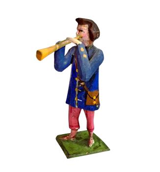 Antike Grulicher Krippenfigur / Hirte mit Flöte um 1900 (10 cm)