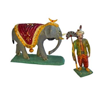 Antique Grulich nativity figure, turk with elephant around 1900 (7 cm)