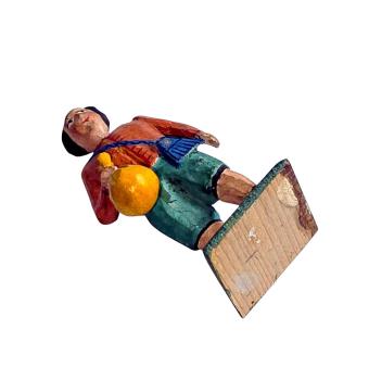 Antique grulich crib figurine, Gift bringer with sack, around 1900 (7 cm)