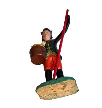 Antique grulich crib figurine, Gift bringer with fruits around 1900 (10 cm)