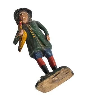 Antique grulich crib figurine, Gift bringer with duck, around 1900 (10 cm)
