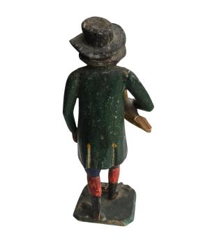 Antique grulich crib figurine, Gift bringer with duck, around 1900 (10 cm)