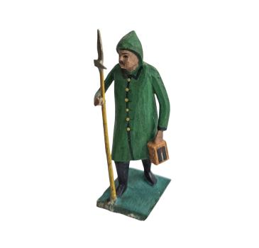 Antique grulich crib figurine, night watchman, around 1900 (10 cm)