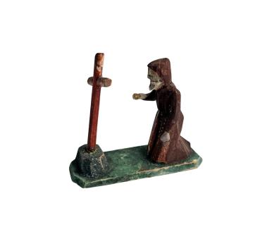 Antike Grulicher Krippenfigur / Mönch um 1900 (7 cm)