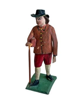 Antike Grulicher Krippenfigur / Gabenbringer mit Buch um 1900  (10 cm)
