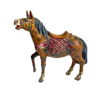 Antike Krippenfigur / Pferd um 1900