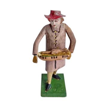 Antique grulich crib figurine, Gift bringer with duck, around 1900 (10 cm)