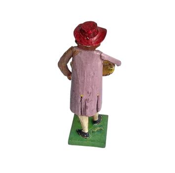 Antique grulich crib figurine, Gift bringer with duck, around 1900 (10 cm)