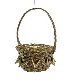 Antiker Christbaumschmuck, Körbchen aus Messing / Candy Container um 1920