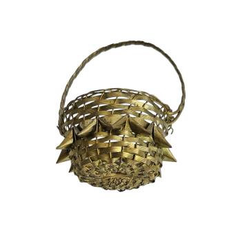 Antiker Christbaumschmuck, Körbchen aus Messing / Candy Container um 1920