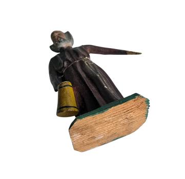 Antique grulich crib figurine, Gift bringer monk with jug, around 1900 (10 cm)