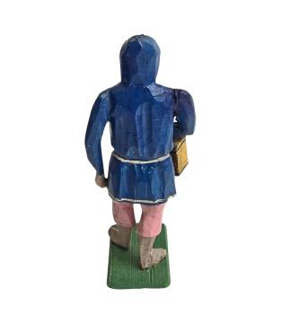 Antique grulich crib figurine, Gift bringer with basket, around 1900 (10 cm)