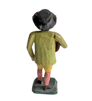 Antique grulich crib figurine, Gift bringer with bread, around 1900 (10 cm)