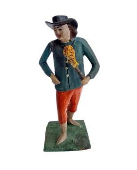 Antique grulich crib figurine, Gift bringer with flowers, around 1900 (10 cm)