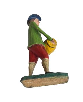 Antique grulich crib figurine, Gift bringer with barrel, around 1900 (10 cm)