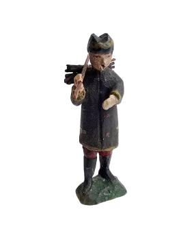 Antike Krippenfigur / Gabenbringer mit Reisig um 1900