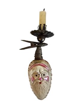 Kerzenhalter mit Glasornament Nikolaus, ~ 1930