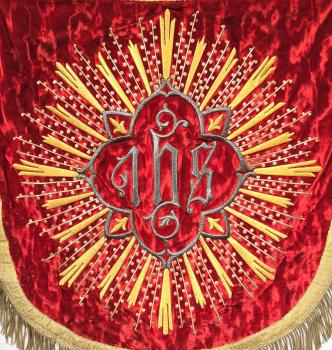 Antikes Rückenschild für, Ornat, Chormantel, Vestment, Pluviale, um 1900