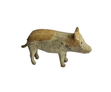 Antike Grulicher Krippenfigur, Schwein um 1900
