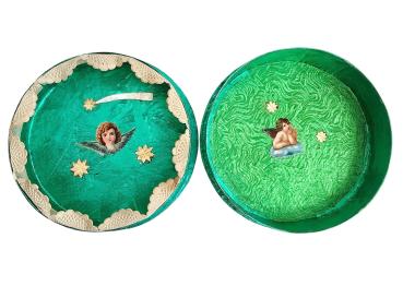 Antike Candy-Box / Schachtel mit Engel Oblaten um 1930