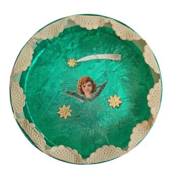 Antike Candy-Box / Schachtel mit Engel Oblaten um 1930