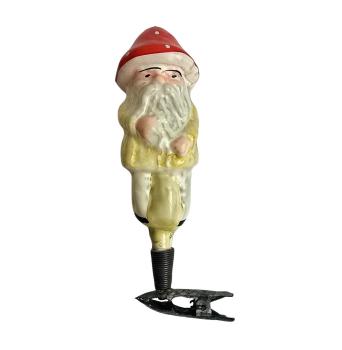 Antique glass dwarf / gnome on clip, lauscha around 1930