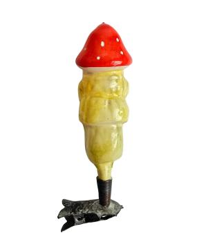 Antique glass dwarf / gnome on clip, lauscha around 1930