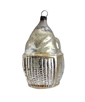 Antique Santa in basket, lauscha around 1920